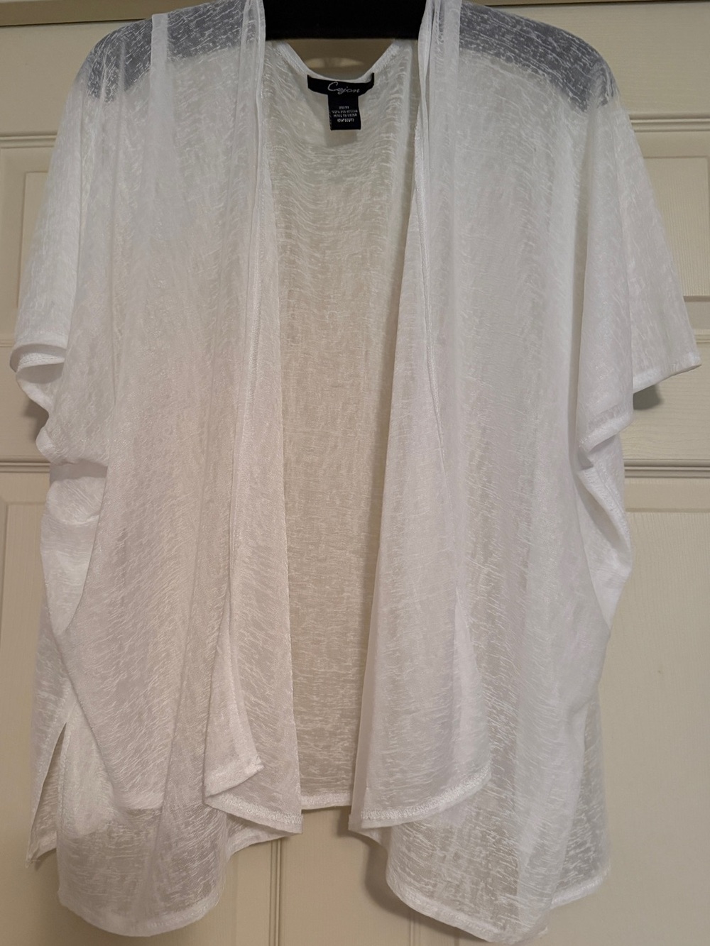 Cejon White Sheer Open-Front Layering Wrap